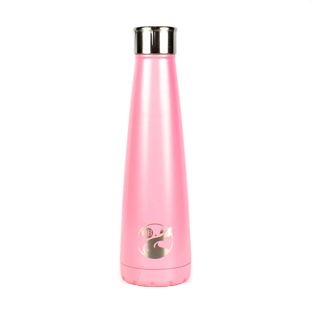 Pink Blossom Waterlily 15-ounce stainless steel bottle with screw lid