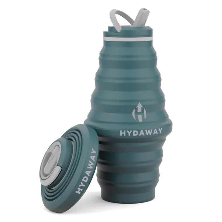 HYDAWAY 25oz collapsible water bottle shown expanded with its flip-top lid